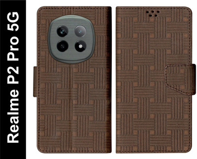 SBMS Flip Cover for Realme P2 Pro 5G Back Cover Case with Magnatic Closure(Brown, Shock Proof, Pack of: 1)