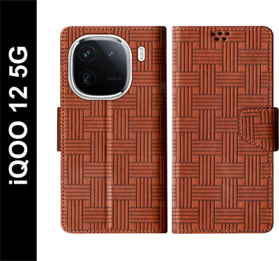 SBMS Flip Cover for iQOO 12 5G Back Cover Case with Magnatic Closure(Brown, Shock Proof, Pack of: 1)