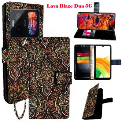 Realgo Flip Cover for Lava Blaze Dua 5G(Brown, Pack of: 1)