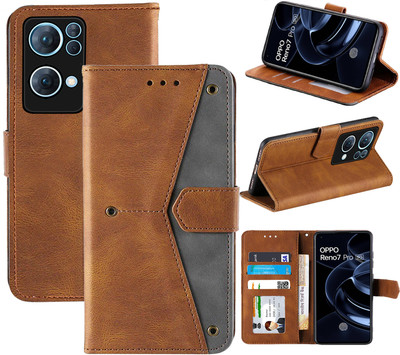 Autofocus Flip Cover for Oppo Reno7 Pro 5G, Oppo Reno 7 Pro 5G(Brown, Camera Bump Protector, Pack of: 1)