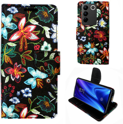 Realgo Flip Cover for Vivo V27 5G(Black, Pack of: 1)