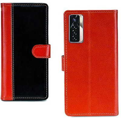 Chaseit Flip Cover for Tecno Camon 17 Pro(Black, Brown, Dual Protection, Pack of: 1)