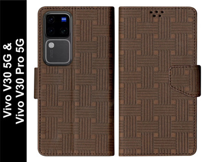 SBMS Flip Cover for Vivo V30 Pro 5G / Vivo V30 5G(Brown, Shock Proof, Pack of: 1)
