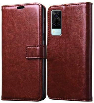 GoPerfect Flip Cover for Vivo Y51 2020 Vivo Y31 2020 Vivo Y51A 2020 | Flip Cover| Pouch with Viewing Stand(Brown, Grip Case, Pack of: 1)