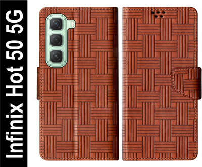 SBMS Flip Cover for Infinix Hot 50 5G Back Cover Case with Magnatic Closure(Brown, Shock Proof, Pack of: 1)