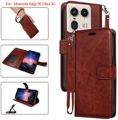 Asmart Flip Cover for Motorola Edge 50 Ultra 5G(Brown, Pack of: 1)