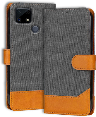 UBROS NETWORK Flip Cover for Realme C25(Grey, Cases with Holder, Pack of: 1)