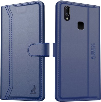 AIBEX Flip Cover for Vivo Y95 / Vivo Y93 / Vivo Y91|Vegan PU Leather |Foldable Stand & Pocket |Magnetic Closure(Blue, Cases with Holder, Pack of: 1)