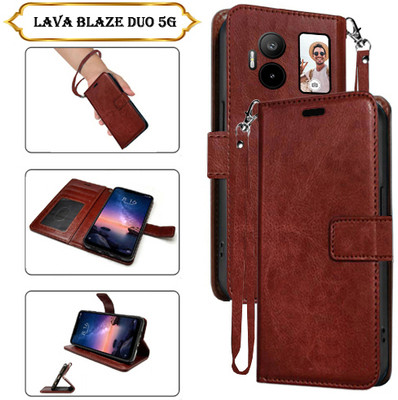 PARGO Flip Cover for Lava Blaze Duo 5G(Brown, Pack of: 1)
