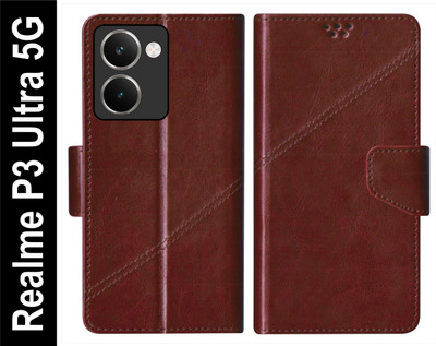 SBMS Flip Cover for Realme P3 Ultra 5G Back Cover Case with Magnatic Closure(Brown, Shock Proof, Pack of: 1)