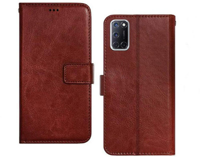 SUCH Flip Cover for Flip Cover for OPPO-A52 (Brown, Dual Protection, Pack of: 1)(Brown, Cases with Holder)