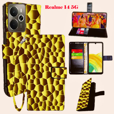 Mxkart Flip Cover for Realme 14 5G(Yellow, Pack of: 1)