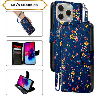 Cutemart Flip Cover for Lava Shark 5G(Blue, Pack of: 1)