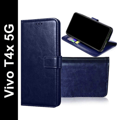 Manobal Flip Cover for vivo T4x 5G, Vivo Y31 Pro 5G(Blue, Camera Bump Protector, Pack of: 1)
