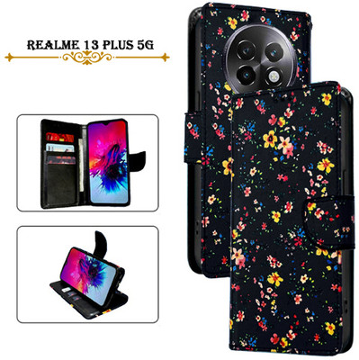 Cutemart Flip Cover for Realme 13 Plus 5G(Black, Pack of: 1)