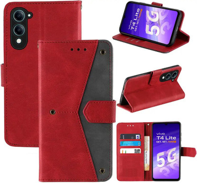 Aaghosh Flip Cover for Vivo T4 Lite 5G, Vivo Y19 5G, Vivo Y19e(Red, Shock Proof, Pack of: 1)