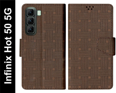 SBMS Flip Cover for Infinix Hot 50 5G Back Cover Case with Magnatic Closure(Brown, Shock Proof, Pack of: 1)