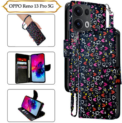 Cutemart Flip Cover for OPPO Reno 13 Pro 5G(Black, Pack of: 1)