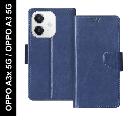 SBMS Flip Cover for OPPO A3x 5G / OPPO A3 5G Back Cover Case with Magnatic Closure | Card & Money Pocket(Blue, Shock Proof, Pack of: 1)