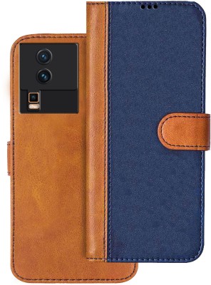 Knotyy Flip Cover for IQOO Neo 7 Pro 5G(Blue, Brown, Dual Protection, Pack of: 1)