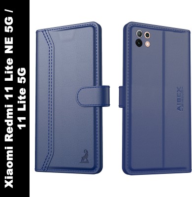 AIBEX Flip Cover for Xiaomi Redmi 11 Lite NE 5G / Xiaomi Redmi 11 Lite 5G|Vegan PU Leather |Foldable Stand(Blue, Cases with Holder, Pack of: 1)