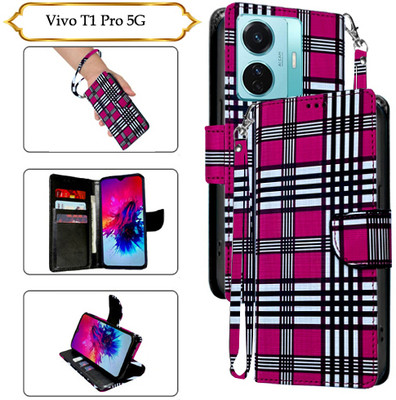 Asmart Flip Cover for Vivo T1 Pro 5G(Pink, Pack of: 1)