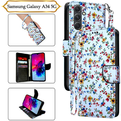 Asmart Flip Cover for Samsung Galaxy A34 5G(White, Pack of: 1)