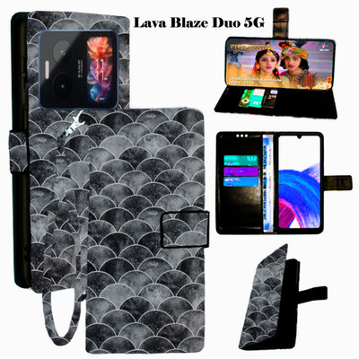 SHANNO Flip Cover for Lava Blaze Duo 5G(Black, Pack of: 1)