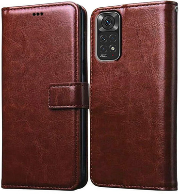 COVERHEAD Flip Cover for Back Cover for Mi Redmi Note 11 (Brown, Dual Protection, Pack of: 1)(Brown, Cases with Holder)
