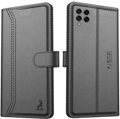 AIBEX Flip Cover for Samsung Galaxy M53 5G|Premium Leather Finish | Magnetic Closure | Kickstand Feature(Black, Magnetic Case, Pack of: 1)