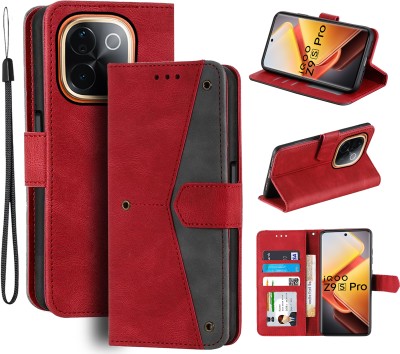 Unistuff Flip Cover for iQOO Z9s Pro 5G(Red, Camera Bump Protector, Pack of: 1)