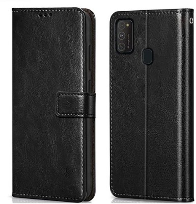 AKSP Flip Cover for Samsung Galaxy M31 Genuine Leather Finish(Black, Dual Protection, Pack of: 1)