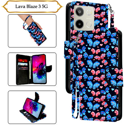 Asmart Flip Cover for Lava Blaze 3 5G(Black, Pack of: 1)