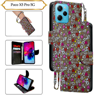 PARGO Flip Cover for Poco X5 Pro 5G(Brown, Pack of: 1)