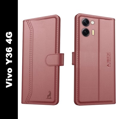 AIBEX Flip Cover for Vivo Y36 4G|Vegan PU Leather |Foldable Stand & Pocket |Magnetic Closure(Brown, Cases with Holder, Pack of: 1)