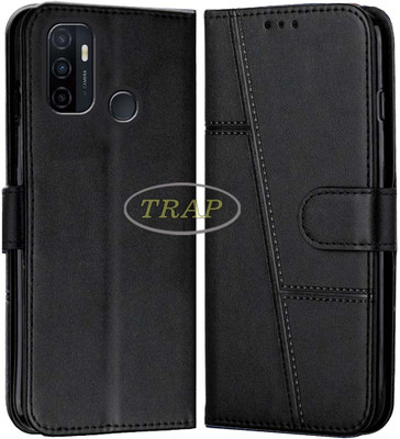 Trap Premium Flip Cover Flip Cover for Oppo A53(Black, Cases with Holder, Pack of: 1)