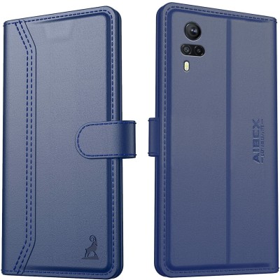 AIBEX Flip Cover for Vivo Y51 (2020) / Vivo Y53s / Vivo Y31 / Vivo Y51A|Vegan PU Leather |Foldable Stand|Pocket(Blue, Cases with Holder, Pack of: 1)