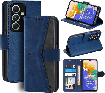 Unistuff Flip Cover for Samsung Galaxy M14 4G(Blue, Camera Bump Protector, Pack of: 1)