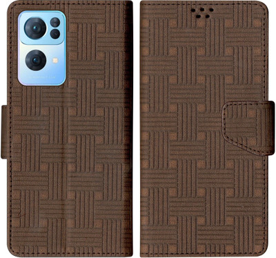 SBMS Flip Cover for OPPO Reno 7 Pro 5G / Reno7 Pro 5G(Brown, Shock Proof, Pack of: 1)