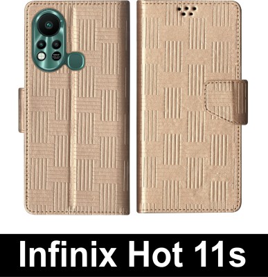 SBMS Flip Cover for Infinix Hot 11s(Gold, Shock Proof, Pack of: 1)