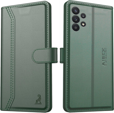 AIBEX Flip Cover for Samsung Galaxy A13 4G / Samsung Galaxy M32 5G| Premium Leather Finish | Magnetic Closure(Green, Magnetic Case, Pack of: 1)