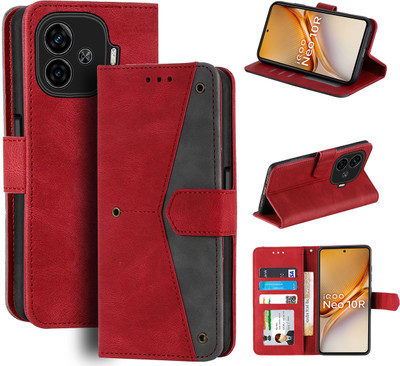 Unistuff Flip Cover for iQOO Neo 10R 5G(Red, Camera Bump Protector, Pack of: 1)