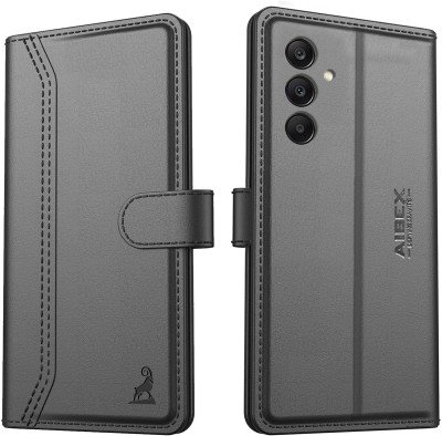 AIBEX Flip Cover for Samsung Galaxy A15 5G|Vegan PU Leather |Foldable Stand & Pocket(Black, Cases with Holder, Pack of: 1)