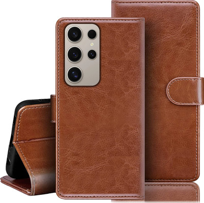 Roxel Flip Cover for Samsung Galaxy S24 Ultra 5G(Brown, Dual Protection, Pack of: 1)