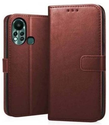 CASETREE Flip Cover for Infinix Hot 11S leather cover(Brown, Grip Case, Pack of: 1)
