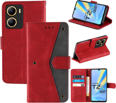 Aaghosh Flip Cover for Vivo T2x 5G(Red, Shock Proof, Pack of: 1)