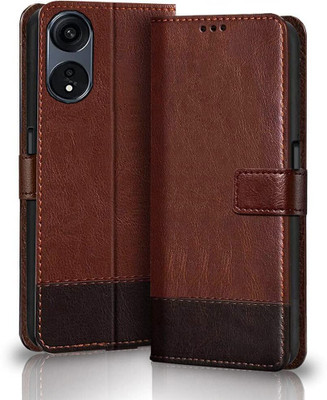 NEXTZONE Flip Cover for Oppo A78 4G Dual Shade Case - Brown-Coffee(Multicolor, Magnetic Case, Pack of: 1)