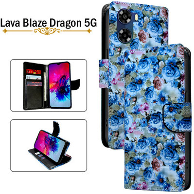 Cutemart Flip Cover for Lava Blaze Dragon 5G(Blue, Pack of: 1)