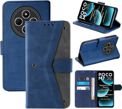 Aaghosh Flip Cover for POCO M7 5G, POCO C75 5G, Redmi A4 5G, Redmi 14C 5G(Blue, Shock Proof, Pack of: 1)