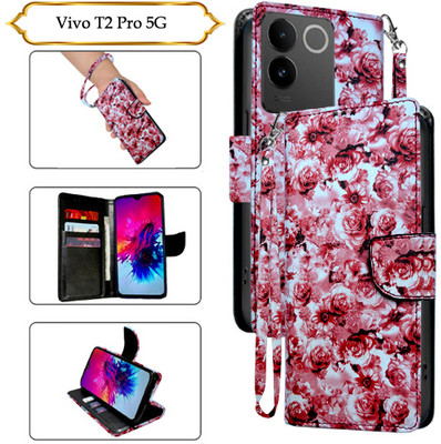 Asmart Flip Cover for Vivo T2 Pro 5G(Red, Pack of: 1)